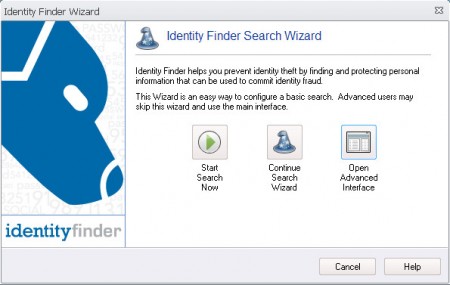 Identity Finder default window