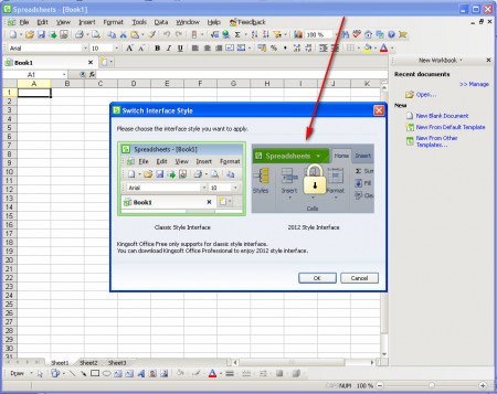 Kingsoft Office spreadsheets default