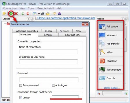 LiteManager Free Viewer adding connection