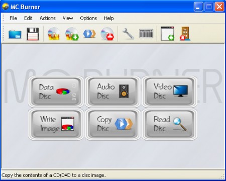 MC Burner default window