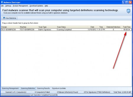 Malware Destroyer time scan