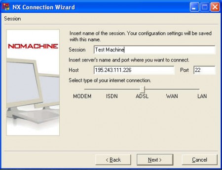 NoMachine wizard first step