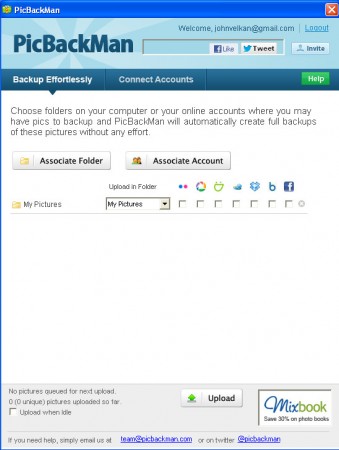 PickBackMan folder account setup