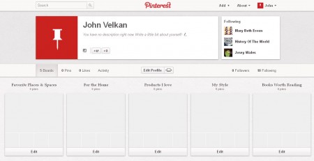 Pinterest wizard default user interface