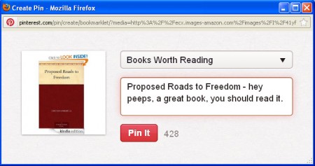 Pinterest wizard pinning a book pop up