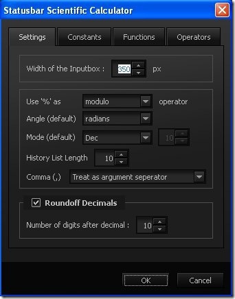 Scientific Calculator Settings