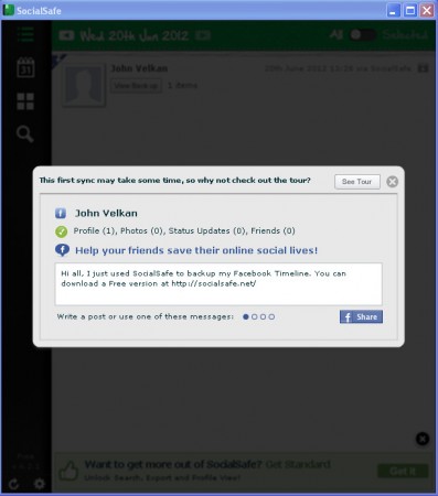 SocialSafe default window