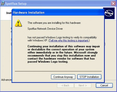 Spotflux driver install