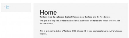 Tentacle CMS default window