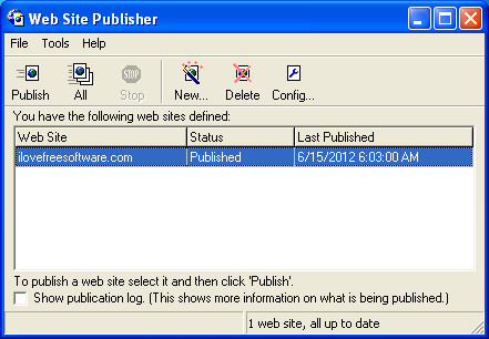 Web Site Publisher default window