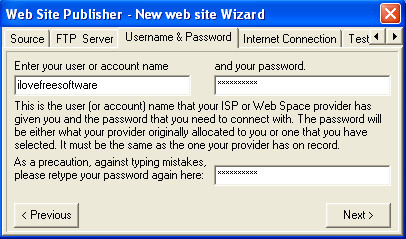 Web Site Publisher wizard
