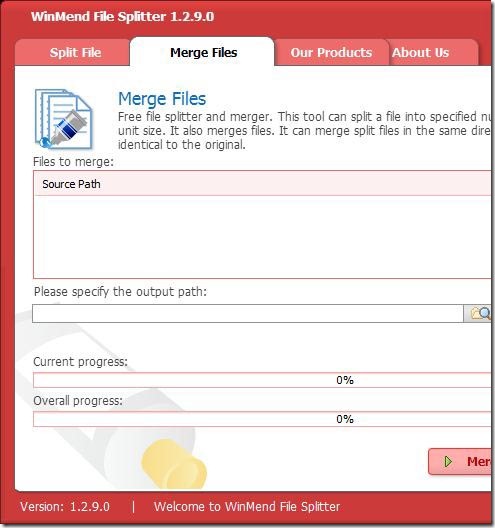 WinMend File Splitter Merge File