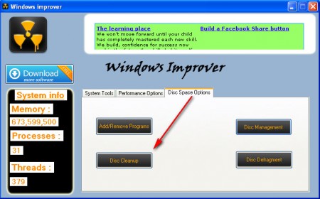 Windows Improver disk cleanup