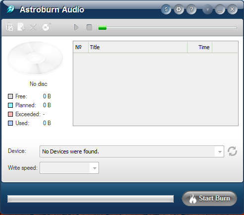 Astroburn Audio default window