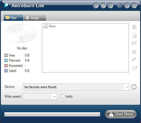Astroburn Lite default window