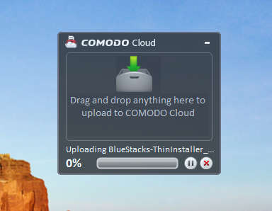 Comodo Cloud uploading files