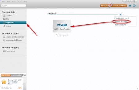 Dashlane add PayPal