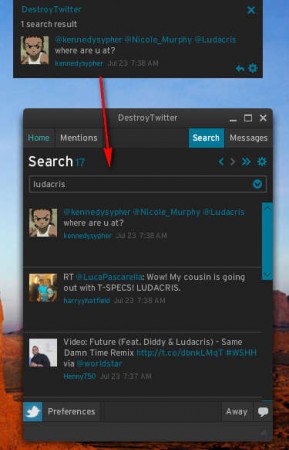Destroy Twitter search notification tabs
