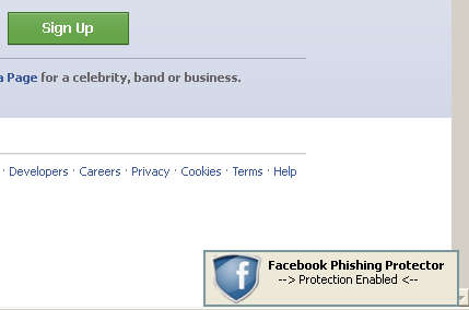 FB Phishing Protector default window