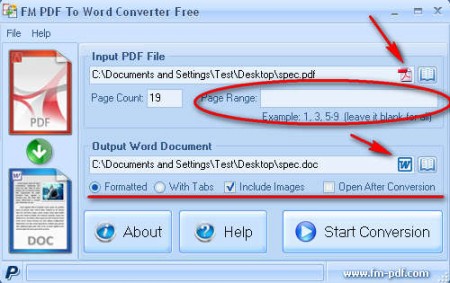 FM PDF To Word settings