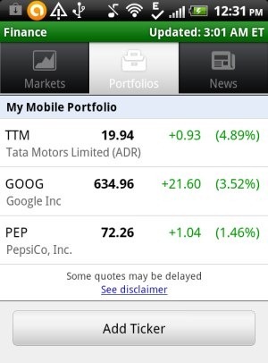 Google Finance Portfolios