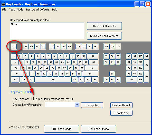 Restore keys