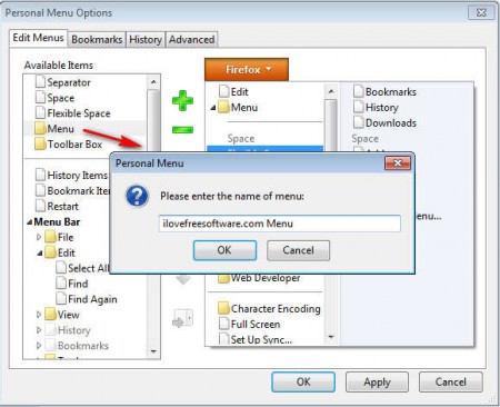 Personal Menu adding personal menu Firefox