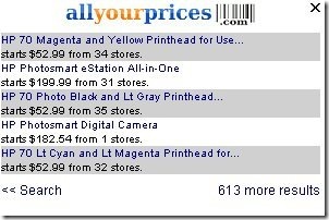 Price Comparison search