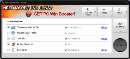 Soft4Boost Disk Cleaner usage