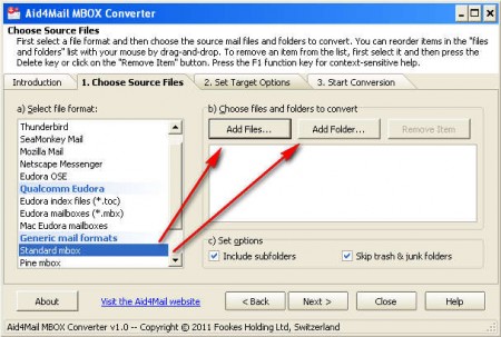 Aid4Mail MBOX Converter adding emails