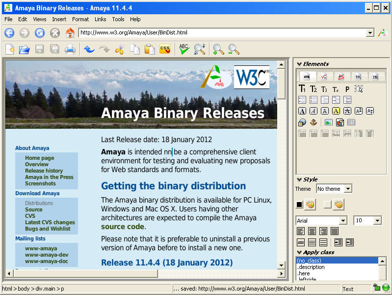 Amaya default window