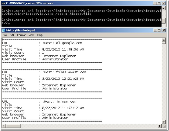 BrowsingHistory View text file