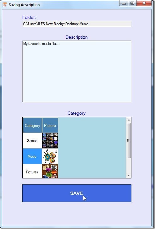 File and Folder Description add folders