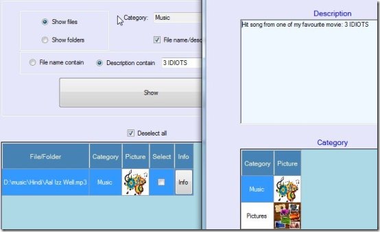 File and Folder Description filter desdription