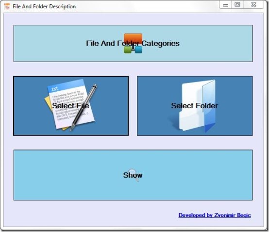 File and Folder Description main interface