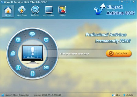 Kingsoft Antivirus 2012 default window