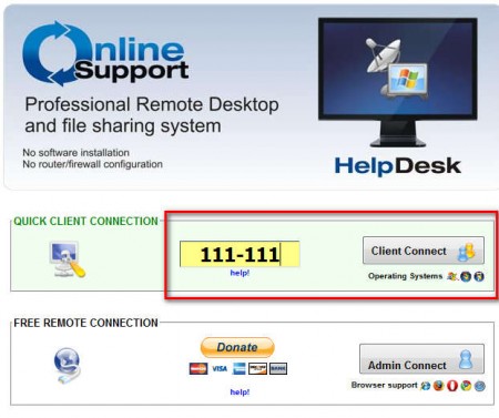 Online Support downloading client app