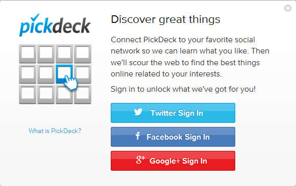 PickDeck default window