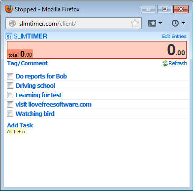 SlimTimer adding tasks