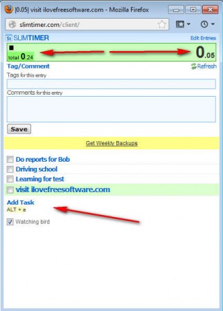 SlimTimer task running