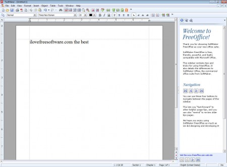SoftMaker FreeOffice default window