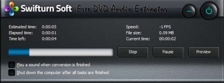 Swiftburn DVD Audio Extractor conversion in progress