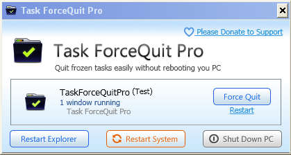 Task ForceQuit default window
