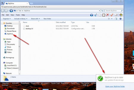 Windows Live Essentials 2012 SkyDrive default window