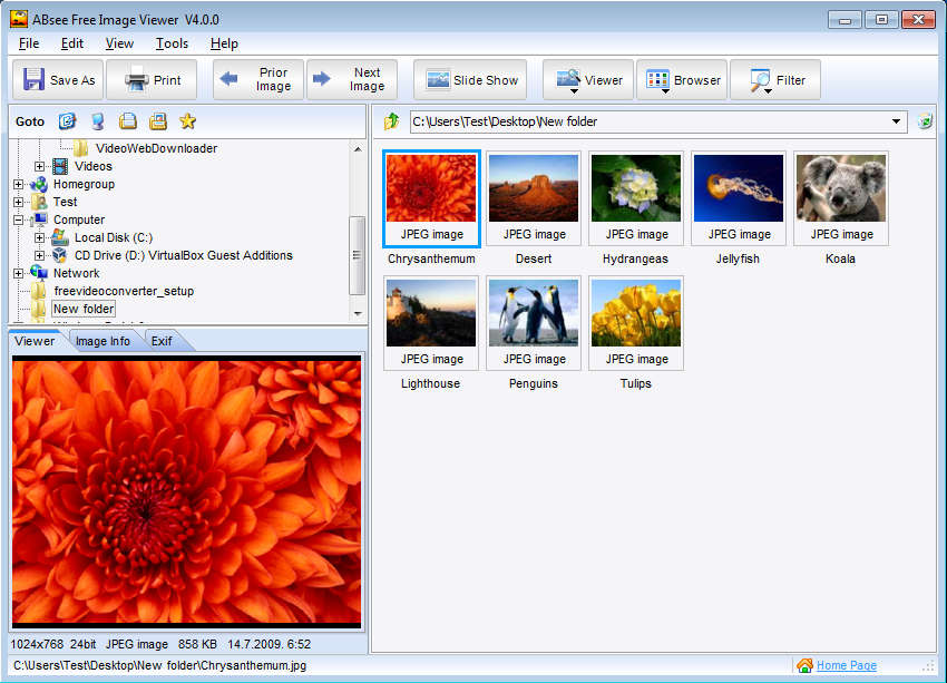 ABsee Free Image Viewer default window