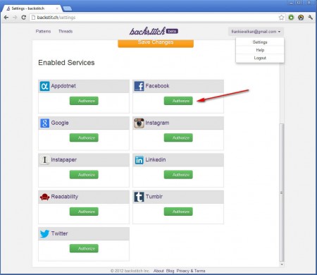 Backstit.ch authorize social networks
