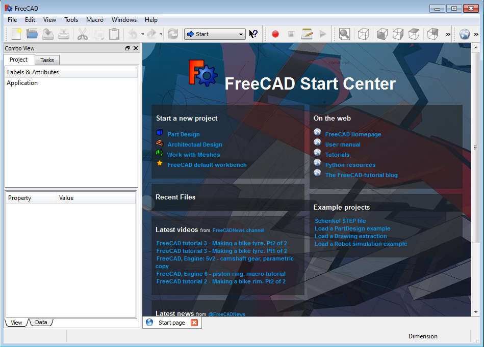 FreeCAD default window