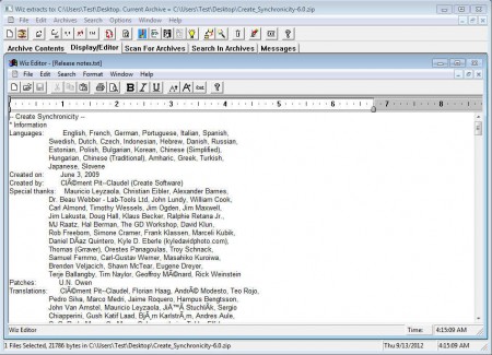 Info-Zip text editor