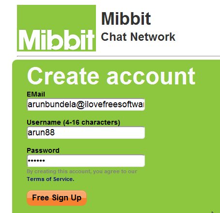 Mibbit sign up