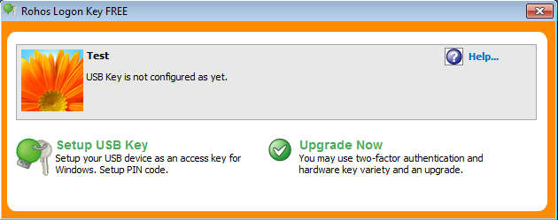 Rohos Logon Key default window